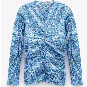 Zara Printed Gathered Blouse